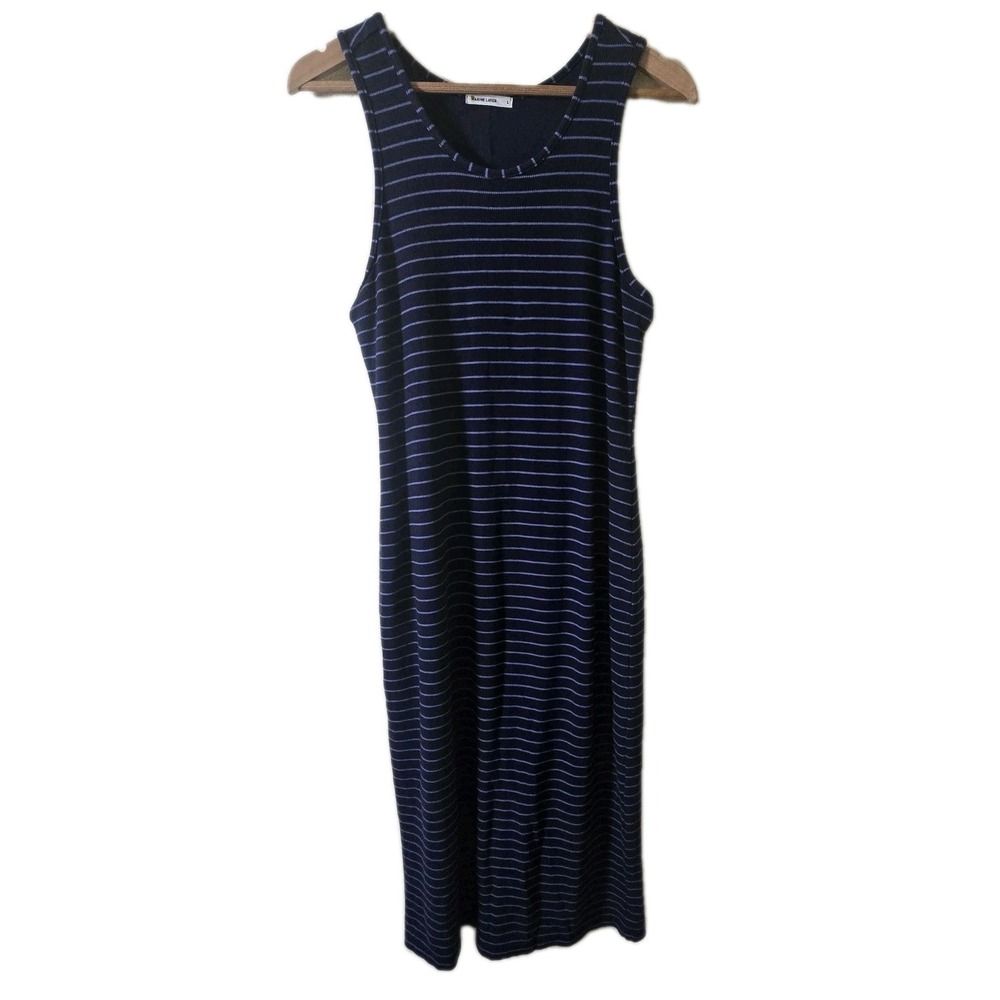 Marine Layer Navy and White Striped Midi Tank Dress